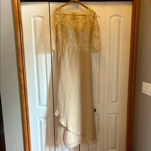 Long, champagne evening gown; New ; never worn
